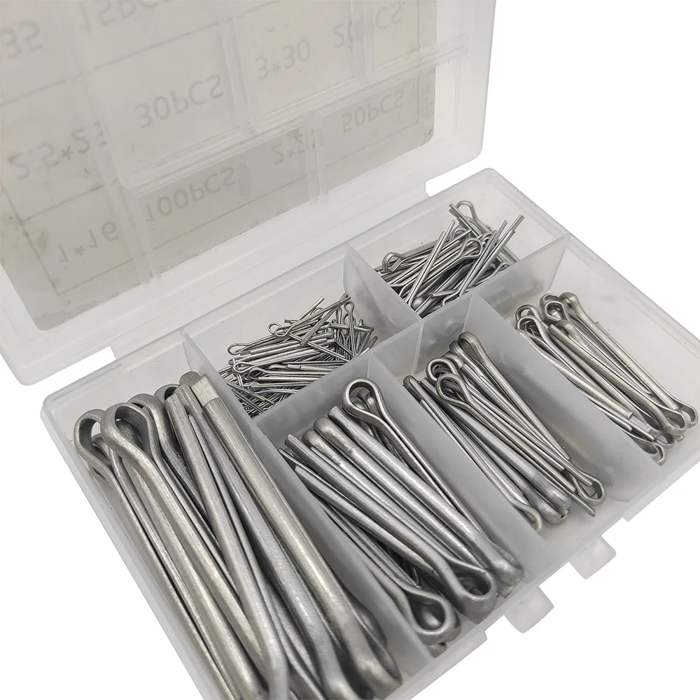 230PCS Stainless Steel Cotter Pin Assortment Set 6 Sizes Split Pins Spring Kit