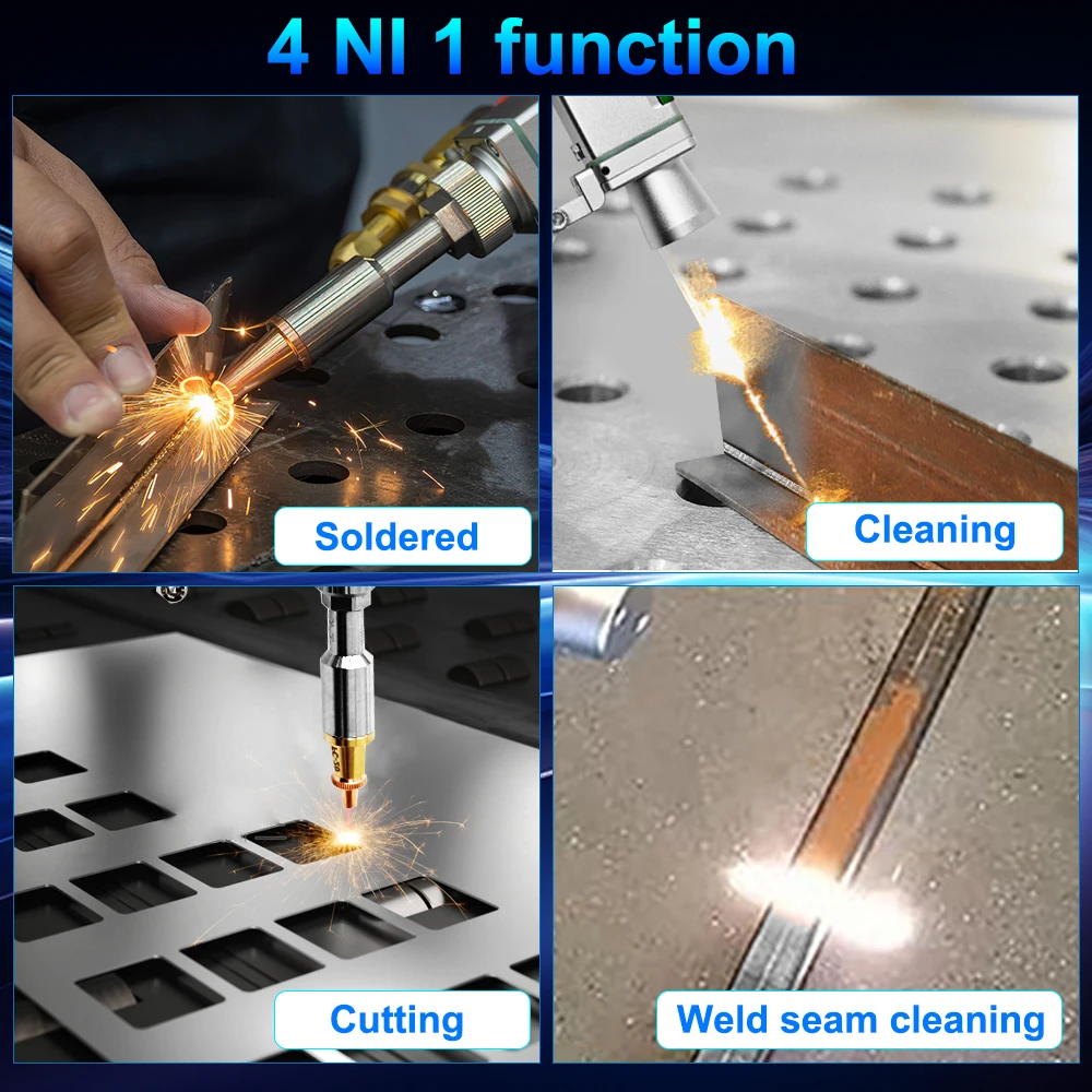Raycus 3000W 4 In 1 Handheld Fiber Laser Welding Cleaning Cutting Machine with Wire Feeder Double Pendulum Model for Metal