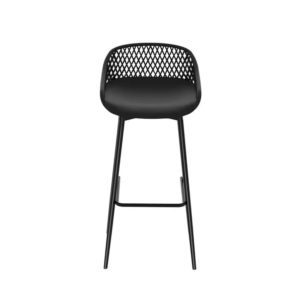 Set of 2 Black Outdoor Plastic Bar Stools Weather Resistant High Top Patio Chairs