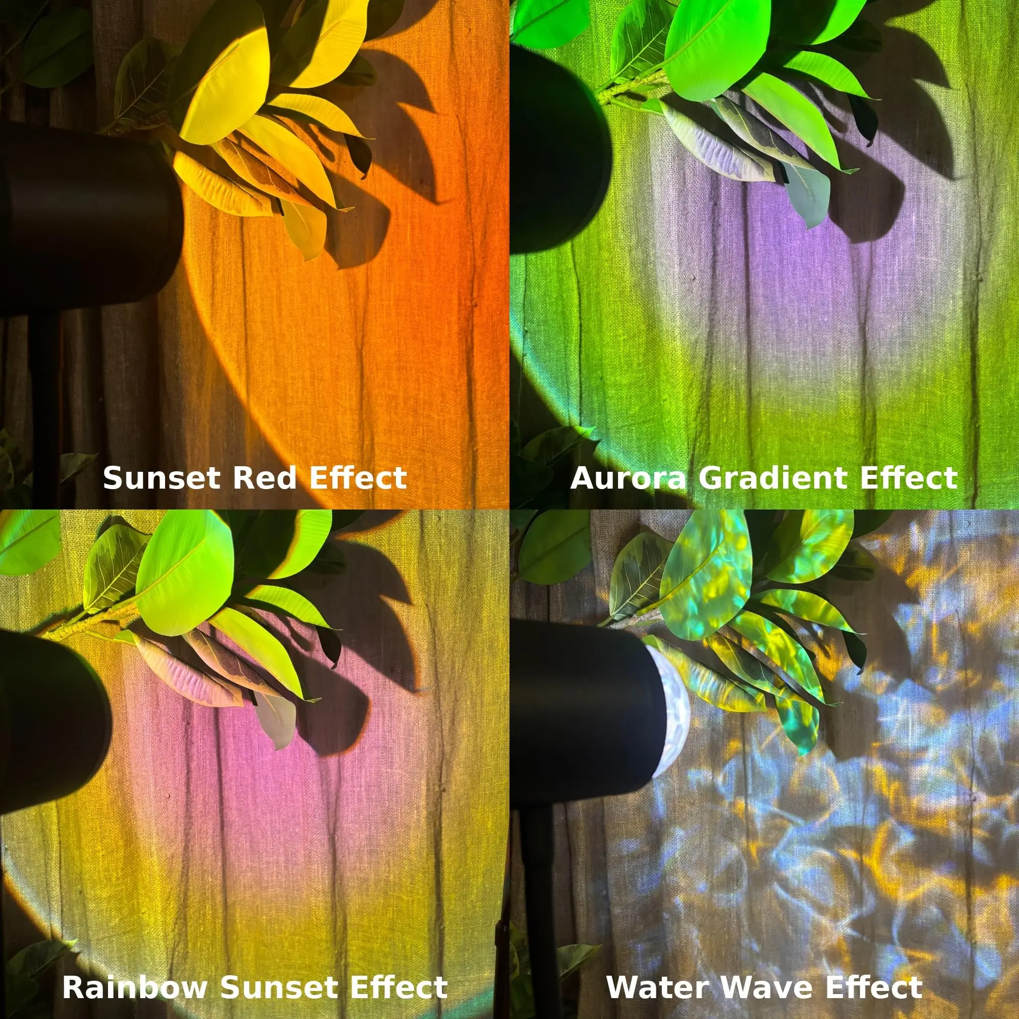 Sunset Floor Lamp Water Wave Projector 360° Rotating Spotlight 4 Color Filters Ambient Projection Light for Bedroom Photography Decor