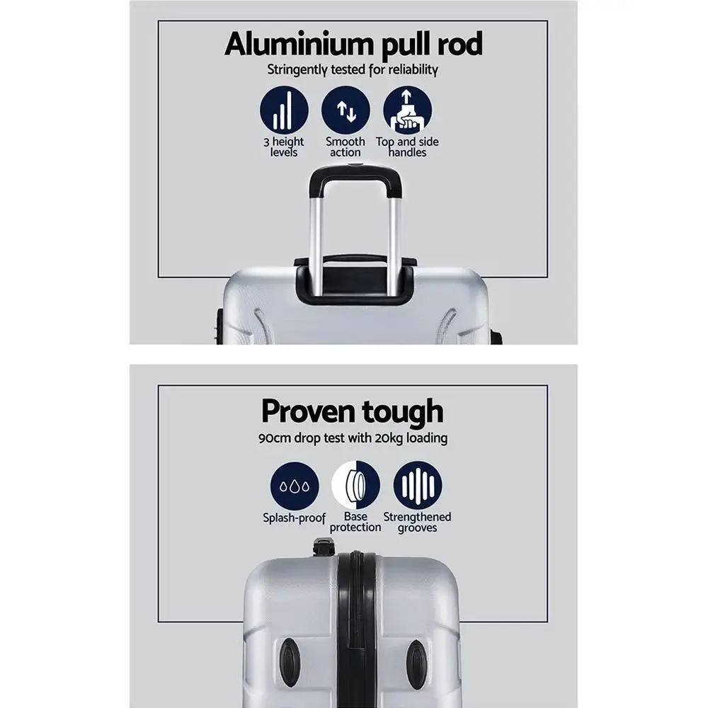 3 Piece 20 24 28 Inch Hardshell Spinner Luggage Set with TSA Lock Carry On Suitcase Silver
