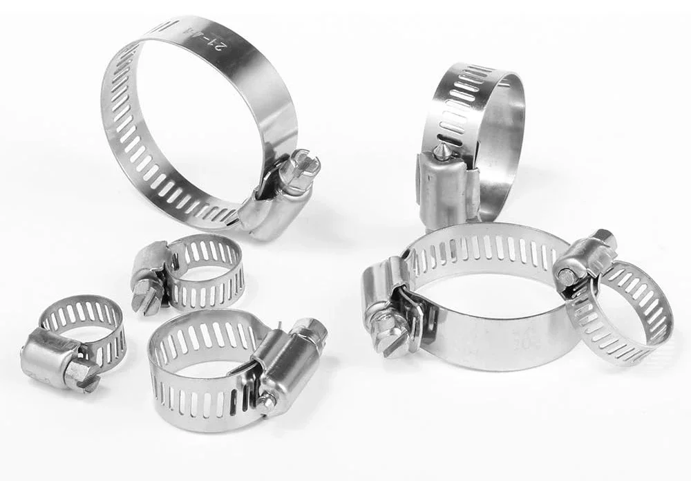 Stainless Steel Adjustable Worm Gear Hose Clamp Assortment Kit Screw Band Fasteners For Pipe Fuel Tube Faucet