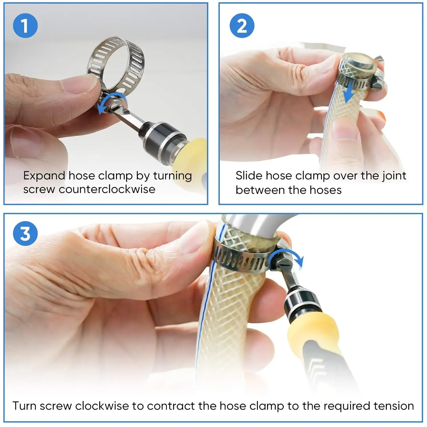 Stainless Steel Adjustable Worm Gear Hose Clamp Assortment Kit Screw Band Fasteners For Pipe Fuel Tube Faucet
