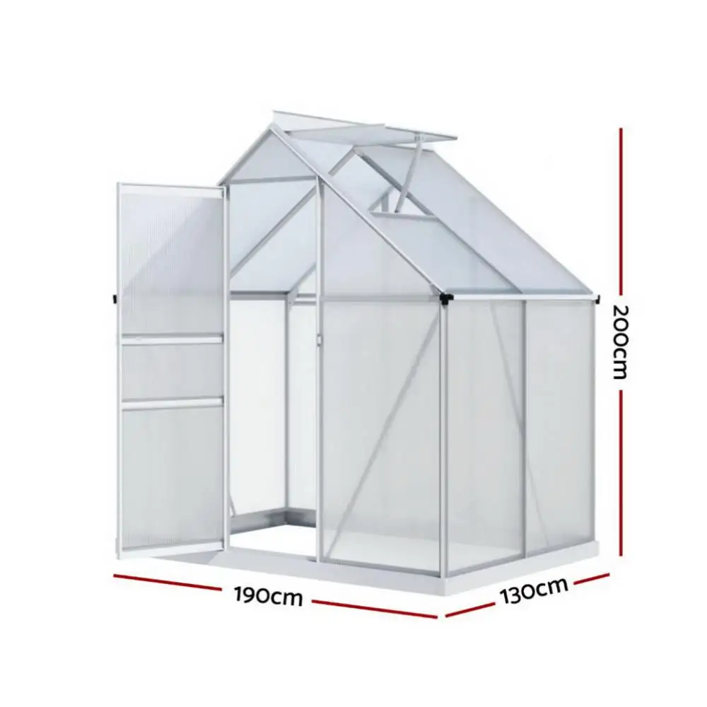 Aluminum Polycarbonate Garden Storage Shed Outdoor Weatherproof Tool House 1.3x1.9x2.0m
