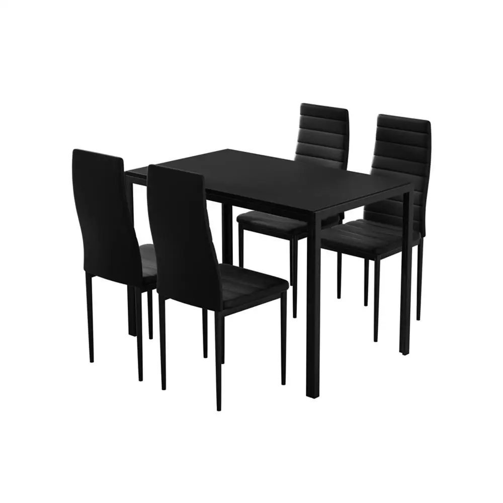 Black Dining Table Set With 4 Chairs 5 Piece Kitchen Dining Furniture Set for Home Apartment Restaurant
