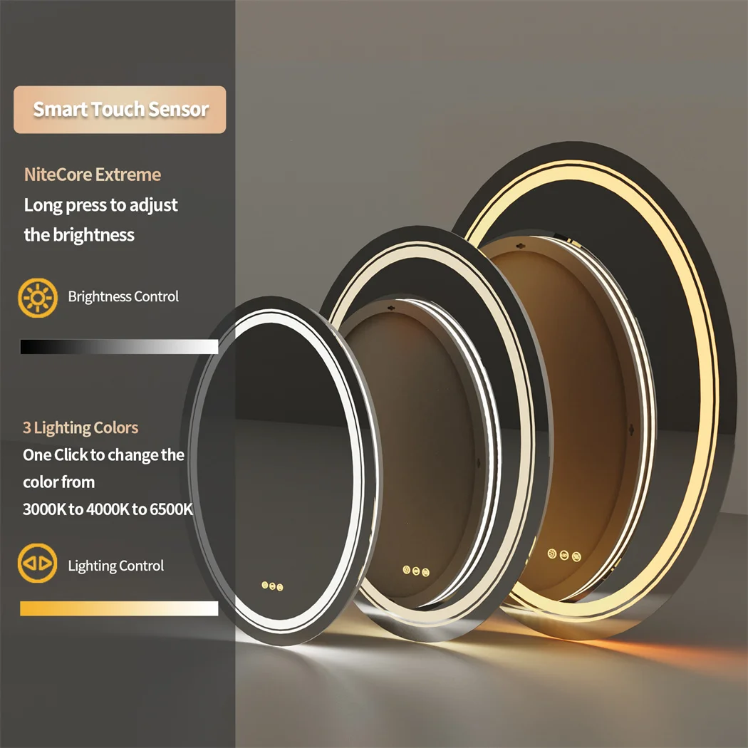 LUVODI Dual Illuminated Oval LED Mirror for Bathroom Shower Shaving,3 Color Temperature Options,Washroom Bedroom Makeup Mirror