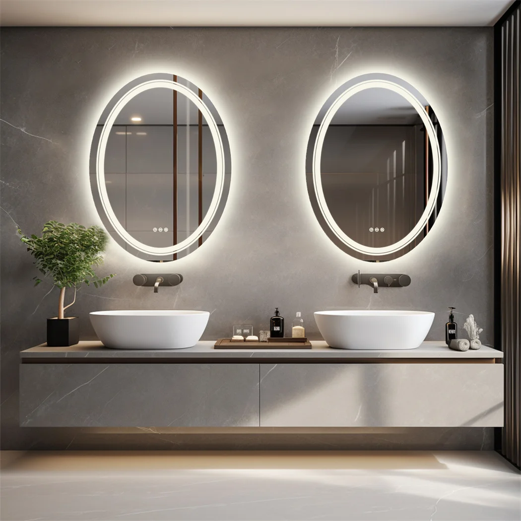 LUVODI Dual Illuminated Oval LED Mirror for Bathroom Shower Shaving,3 Color Temperature Options,Washroom Bedroom Makeup Mirror