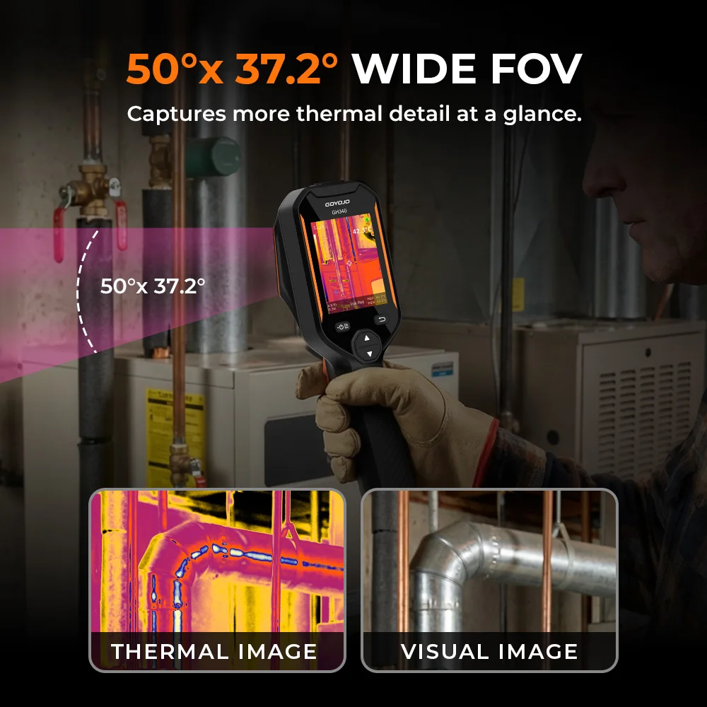 GOYOJO Thermal Imaging Camera 2in1 Super IR 640x480 Handheld Thermal Imager Electrical Test for HVAC Electrical Detect