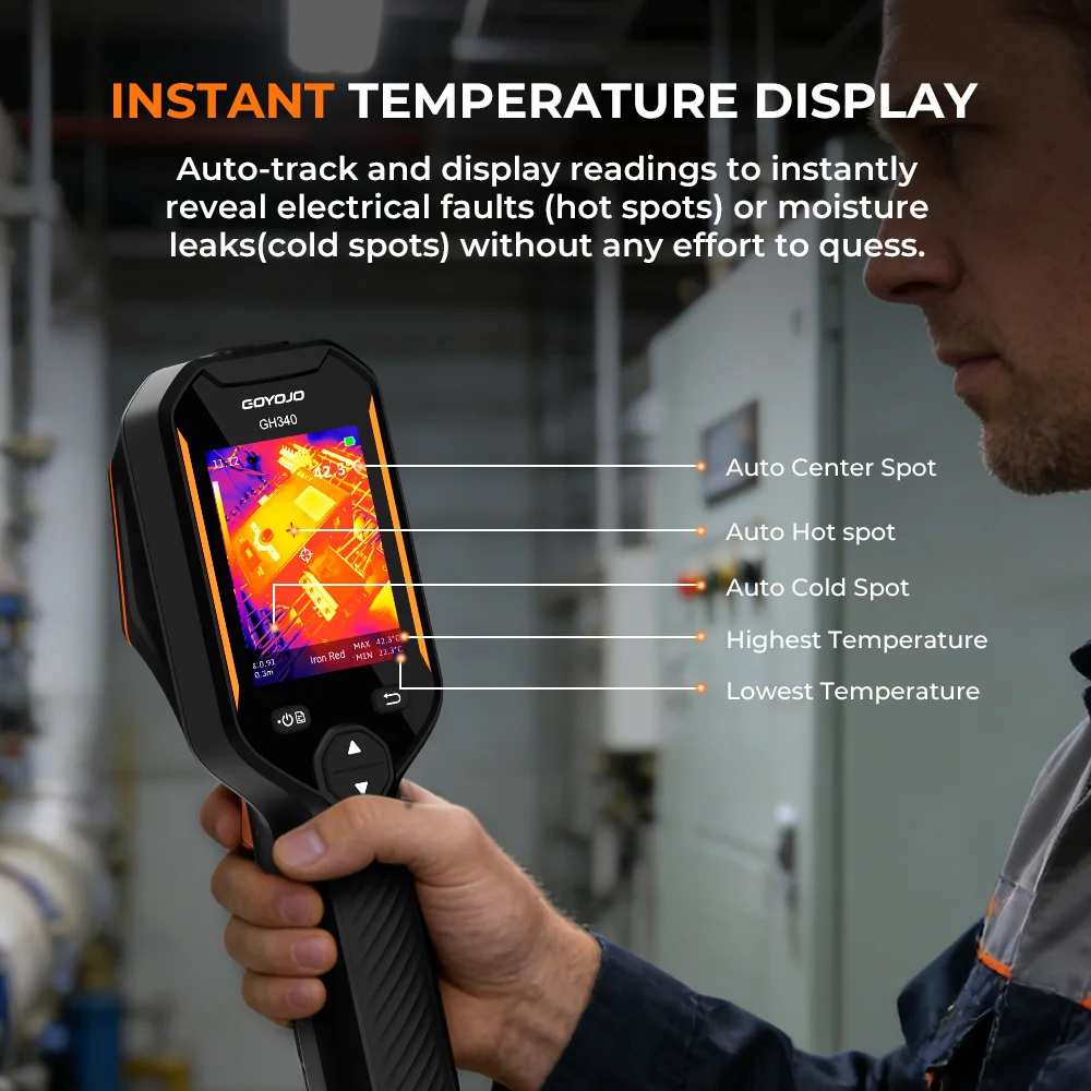 GOYOJO Thermal Imaging Camera 2in1 Super IR 640x480 Handheld Thermal Imager Electrical Test for HVAC Electrical Detect