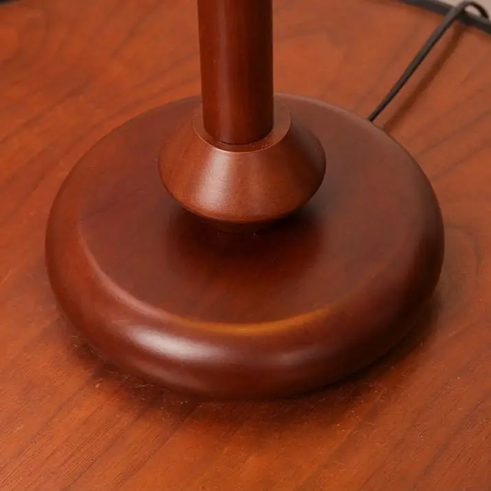 Vintage Glass Table Lamp with Amber Shade, LED Bedside Lamp with Pull Chain Switch, Solid Walnut Wood Base, Plug-in Accent Lamp for Bedroom Living Room Study