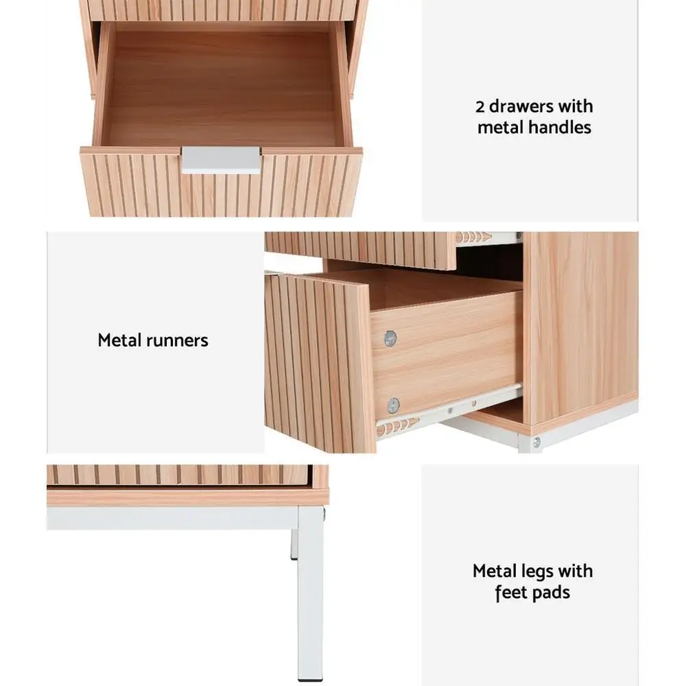 Pine Bedside Table with Drawers Side End Table Storage Cabinet Nightstand for Bedroom Living Room