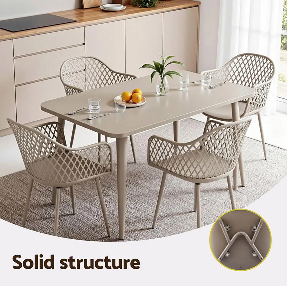 4 Piece Outdoor Dining Chairs PP Lounge Chair Patio Furniture Garden Coffee Set