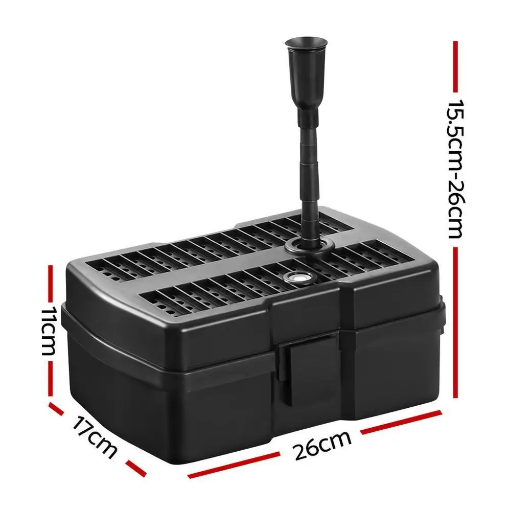 I’m checking the product wording and constraints, then I’ll return a single cleaned-up title in English with the punctuation limits you set.Solar Powered Pond Pump Filter Box 4 6FT Outdoor Water Garden Fountain Pump