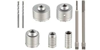 SucceBuy 4 in 1 Concrete Hole Saw Kit 9PCS 40-125 mm SDS Max Shank Cement Drill Bit Wall Hole Opener Tools Set