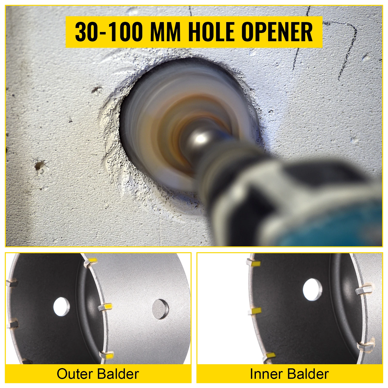 SucceBuy 4 in 1 Concrete Hole Saw Kit 9PCS 40-125 mm SDS Max Shank Cement Drill Bit Wall Hole Opener Tools Set