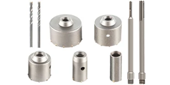 SucceBuy 4 in 1 Concrete Hole Saw Kit 9PCS 40-125 mm SDS Max Shank Cement Drill Bit Wall Hole Opener Tools Set