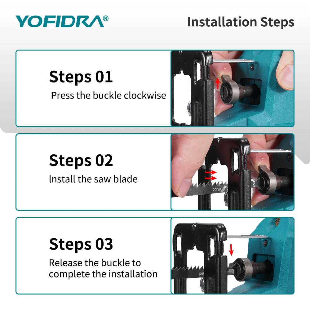 YOFIDRA Brushless 19mm Electric Jig Saw Infrared Laser Curve Saw Variable Speed MultiFunction Cutter For Makita 21V Battery Pin