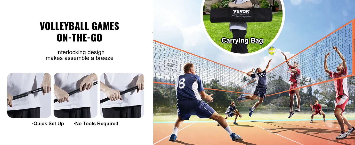 SucceBuy 4-Way Volleyball Net 14 x 14FTAdjustable Height Badminton Net Set for Backyard Beach Lawn Easy Setup with Carrying Bag