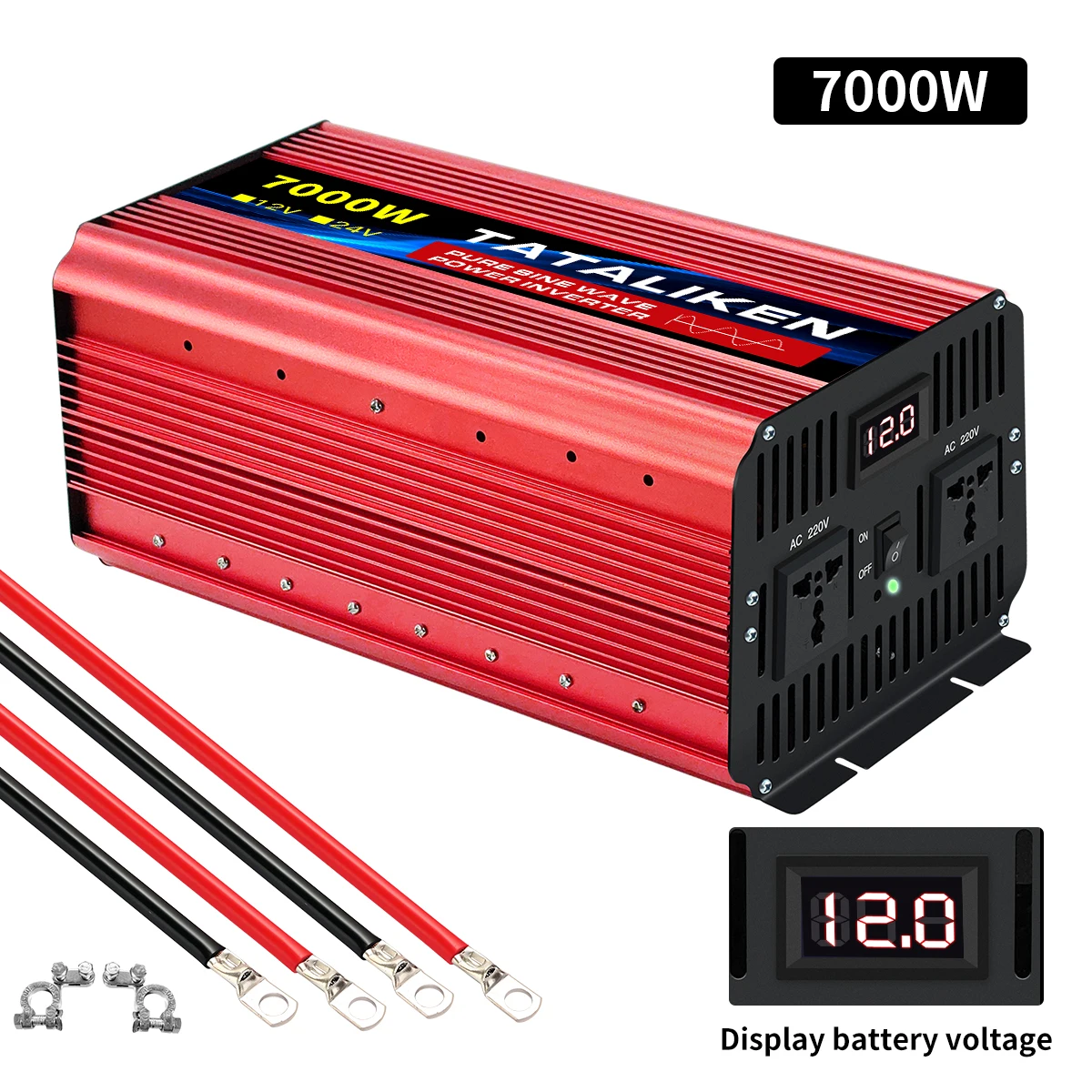 1600W-10000W Pure Sine Wave Power Inverter DC 12V/24V to AC 110V /220V Car Plug Adapter 4000W 3000W 2200W Power Converter
