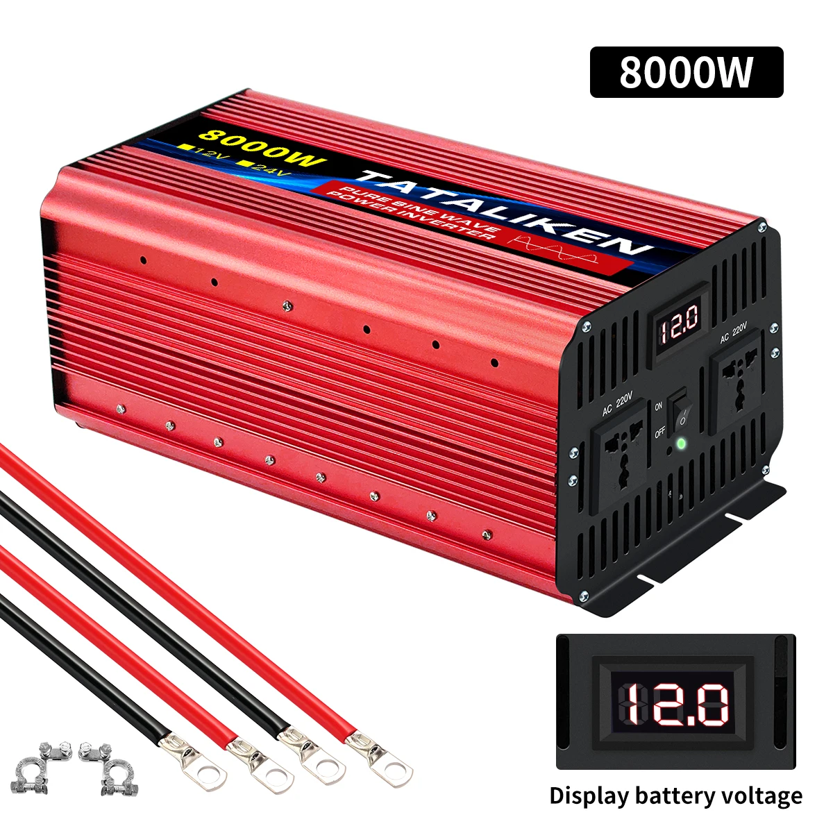 1600W-10000W Pure Sine Wave Power Inverter DC 12V/24V to AC 110V /220V Car Plug Adapter 4000W 3000W 2200W Power Converter