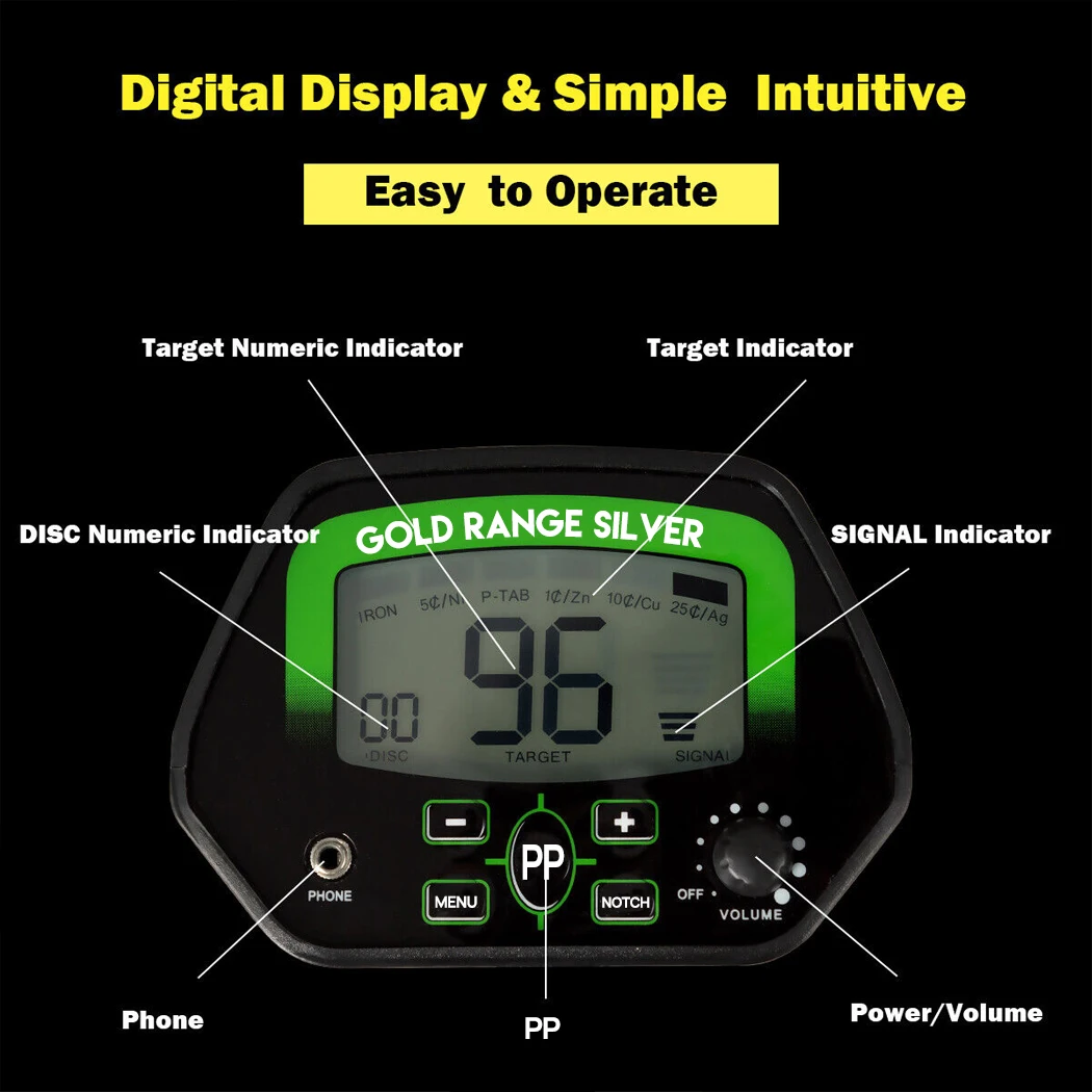 PORIYA 400mm Deep Sensitive Metal Detector KITS Searching Gold Digger Treasure Hunter