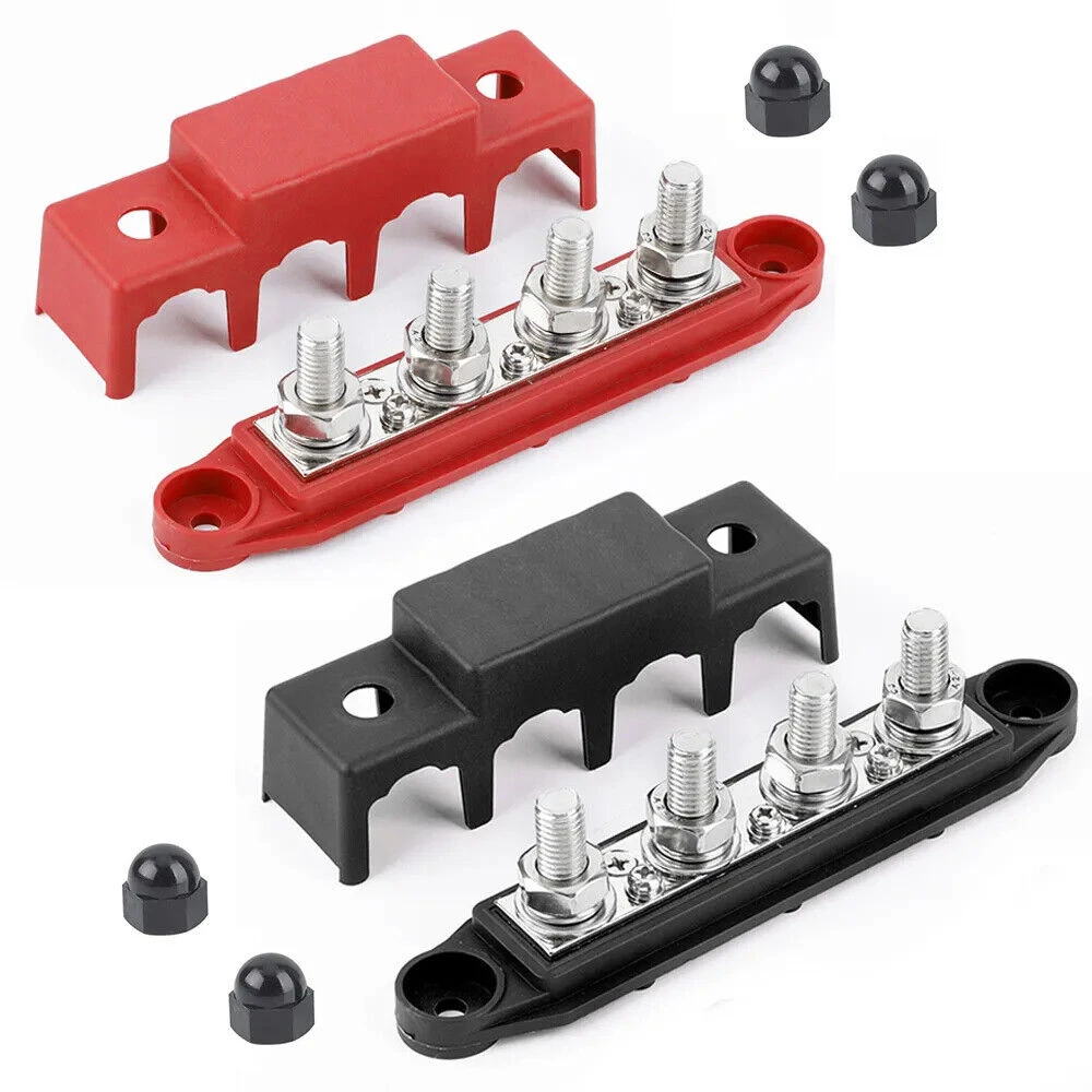 2pcs 4 Post Power Distribution Block Terminal Screw Bus Bar 250A 12V-48V DC M8