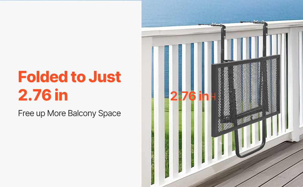 SucceBuy Balcony Hanging Table Metal Folding Balcony Railing Table Outdoor Balcony Bar Table for Railings Serving Table