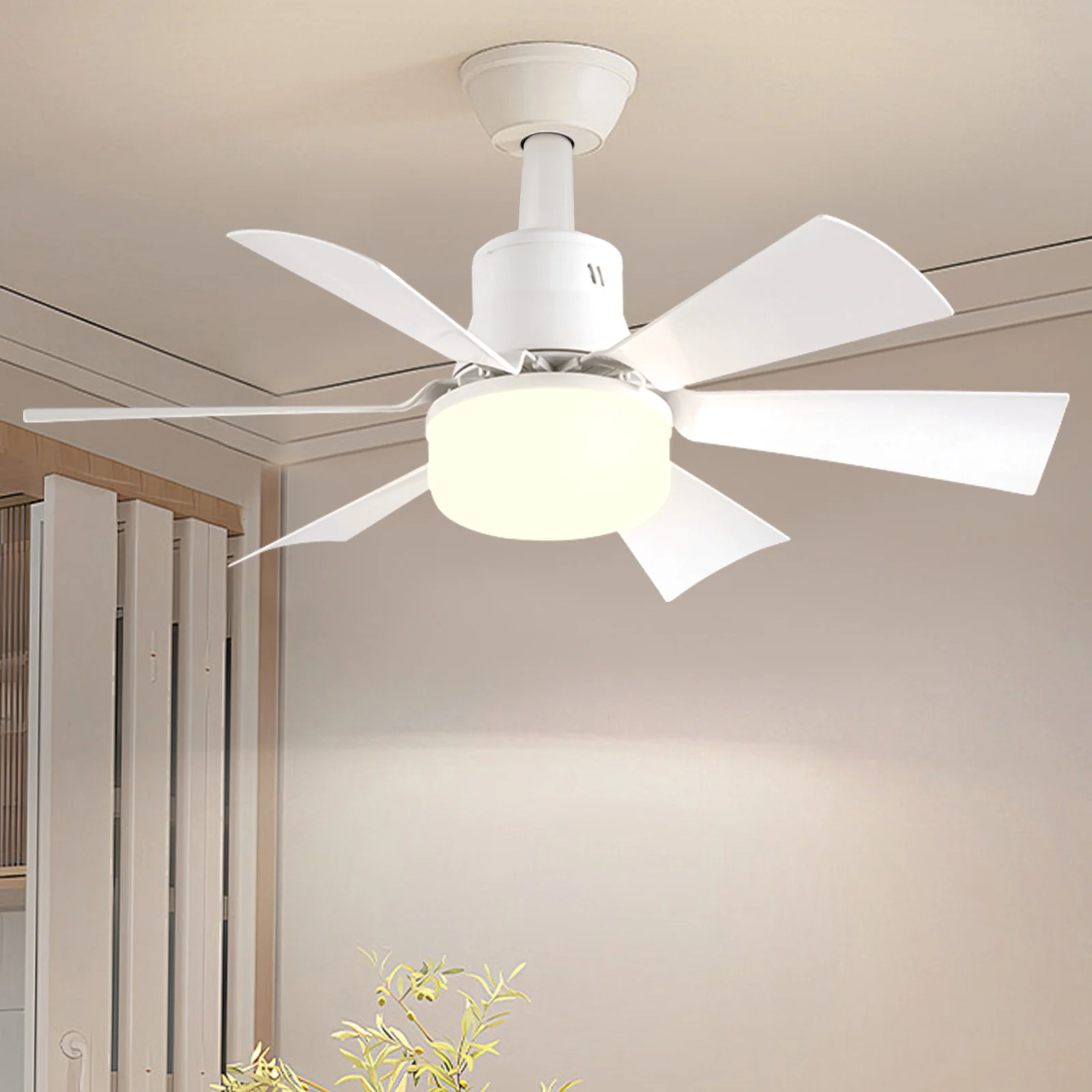 Screw in Ceiling Fan in Light Socket with Remote Ceiling Fan with Light with Extender & 6 Blades for Bedroom Kitchen