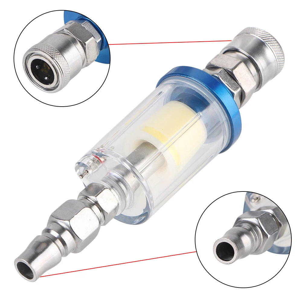 Water Trap Clear Painting Moisture Separator Air Oil Water Separator Filter Kit 1/4 Inch Thread Sprayer Air Compressor Tool