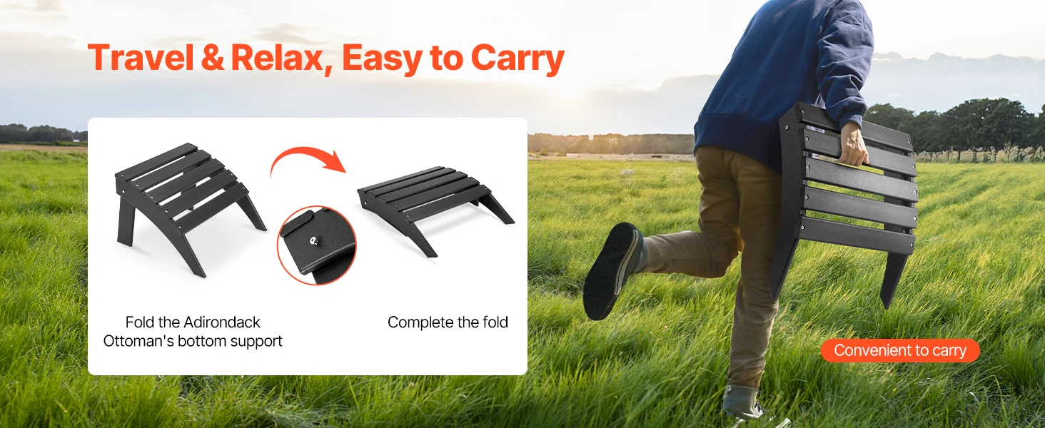 SucceBuy Adirondack Ottoman HDPE Plastic Folding Adirondack Ottoman Weather Resistant Foot Rest for Chair Uesed for Backyard