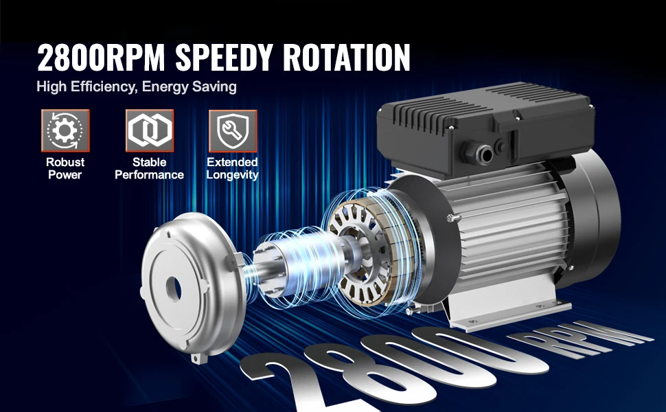 SucceBuy 2.2 KW Electric Motor 2800rpm Air Compressor Motor Single Phase 24mm Keyed Shaft CW/CCW Rotation for General Equipment