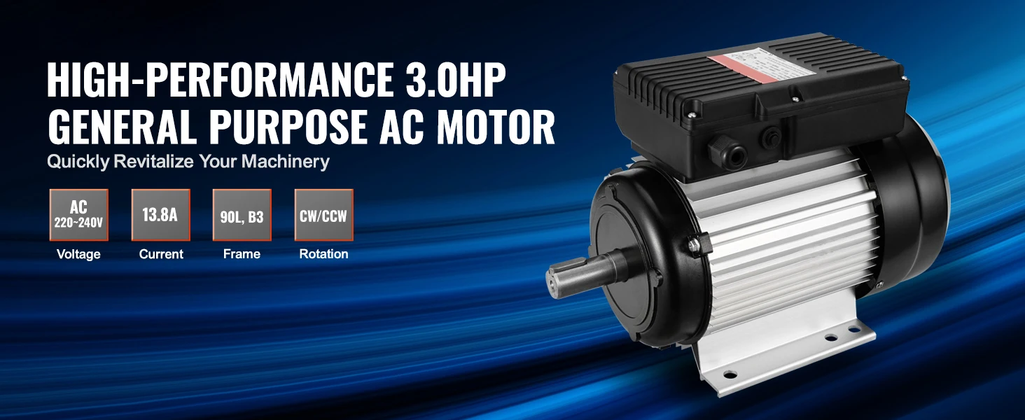 SucceBuy 2.2 KW Electric Motor 2800rpm Air Compressor Motor Single Phase 24mm Keyed Shaft CW/CCW Rotation for General Equipment