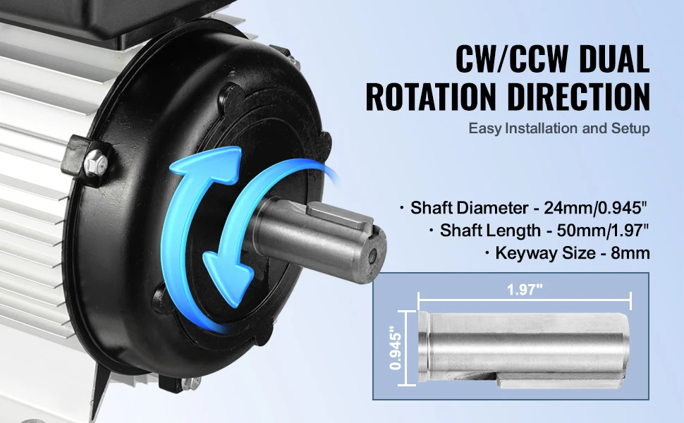 SucceBuy 2.2 KW Electric Motor 2800rpm Air Compressor Motor Single Phase 24mm Keyed Shaft CW/CCW Rotation for General Equipment