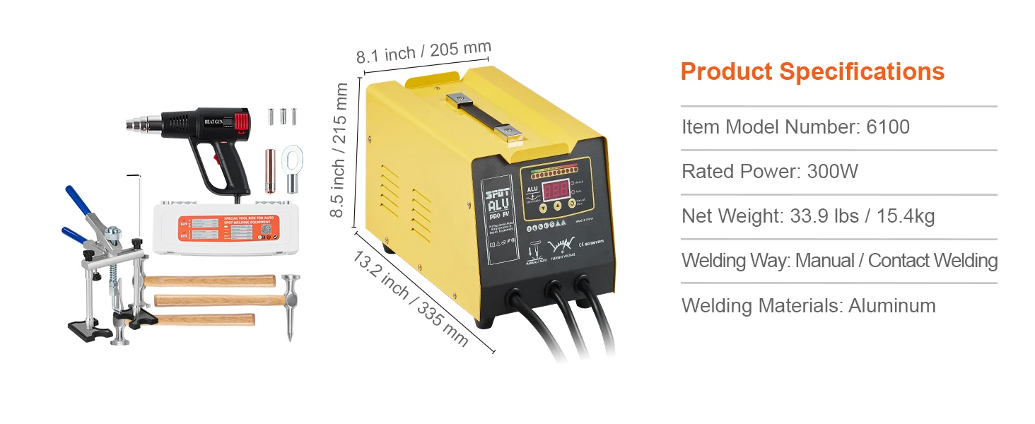 SucceBuy Spot Welder Dent Puller 300W Dent Repair Kit w/ Heat Gun Auto/Manual Welding Mode Spot Welding Machine for Car Repair