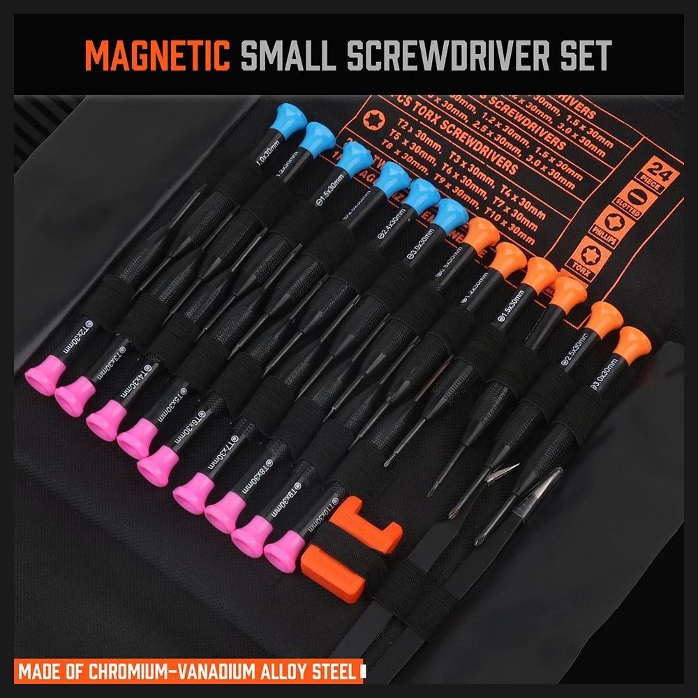 HORUSDY 24-Piece Magnetic Small Screwdrivers Set Precision Eyeglass Phone Watch