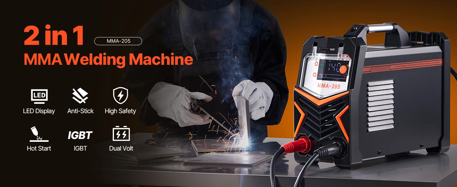 succebuy TIG Welder205A2-in-1Welding Machine Lift TIG/MMA Stick Electric Welder Machine with IGBT Inverter Hot Start Arc Force