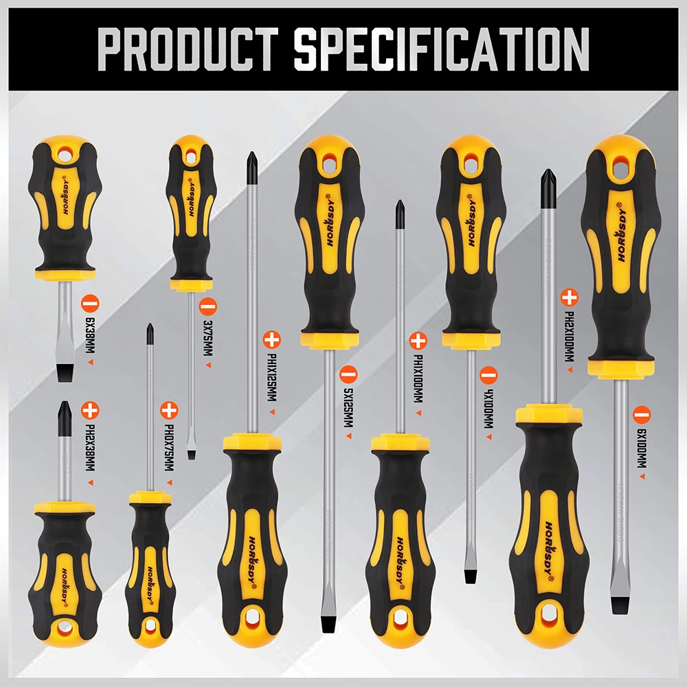 HORUSDY 11-Piece Magnetic Screwdriver Set Phillips Flat Head Tip with Magnetizer