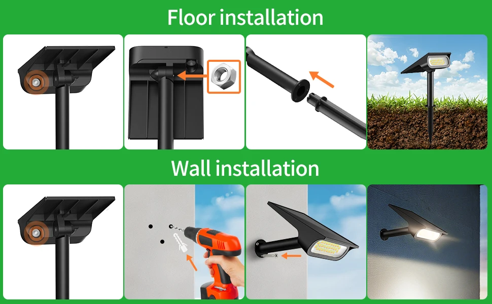 Intelamp Solar Lights Outdoor 4000Mah Solar Spotlights 3 Modes Dusk to Dawn Solar Spotlights Solar Lights for Garden and Yard