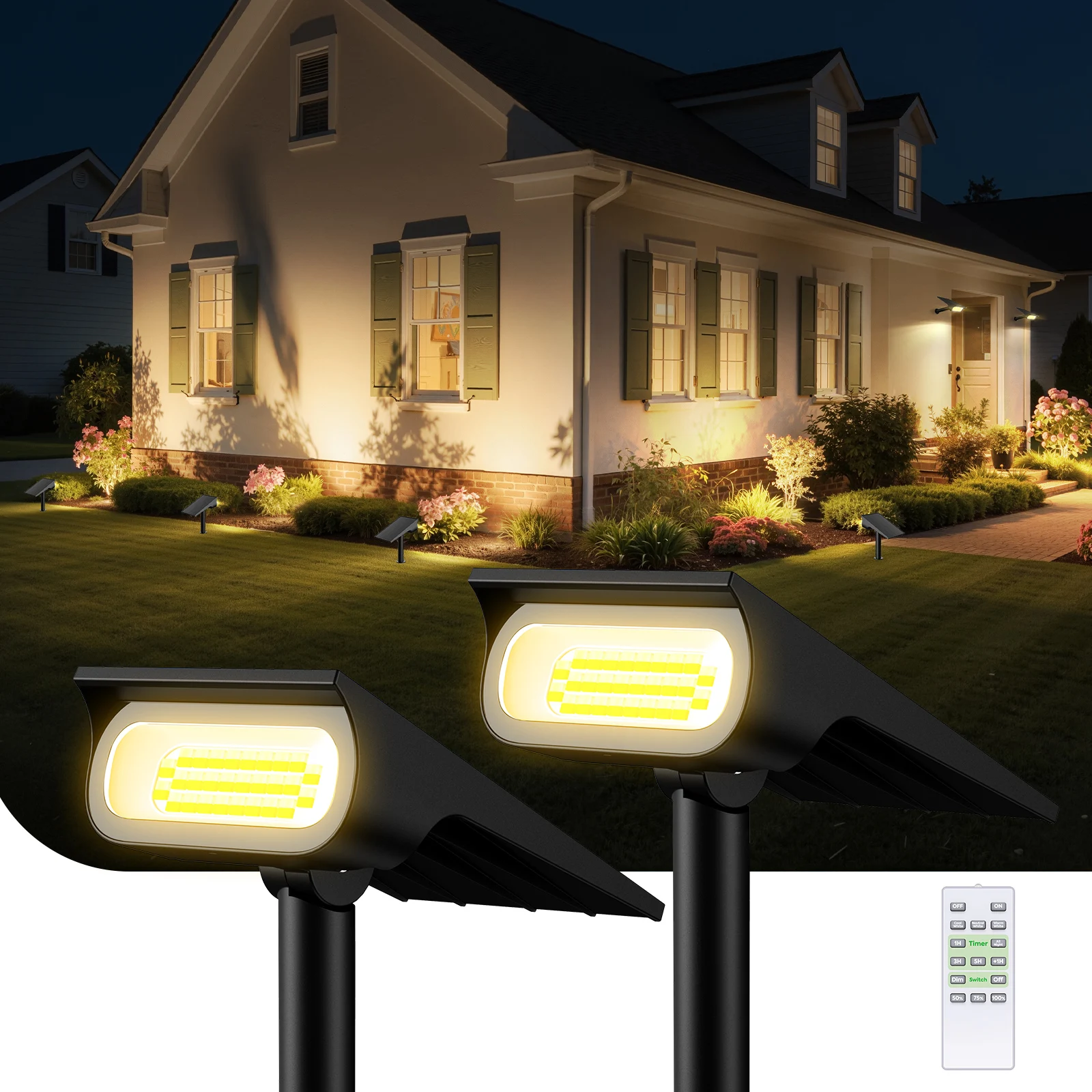 Intelamp Solar Lights Outdoor 4000Mah Solar Spotlights 3 Modes Dusk to Dawn Solar Spotlights Solar Lights for Garden and Yard