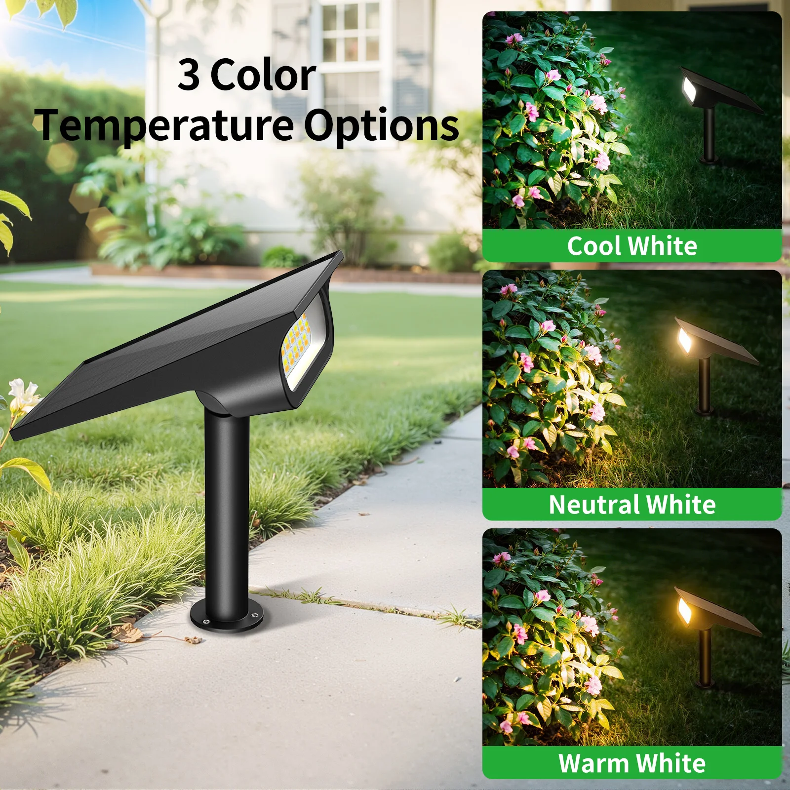 Intelamp Solar Lights Outdoor 4000Mah Solar Spotlights 3 Modes Dusk to Dawn Solar Spotlights Solar Lights for Garden and Yard