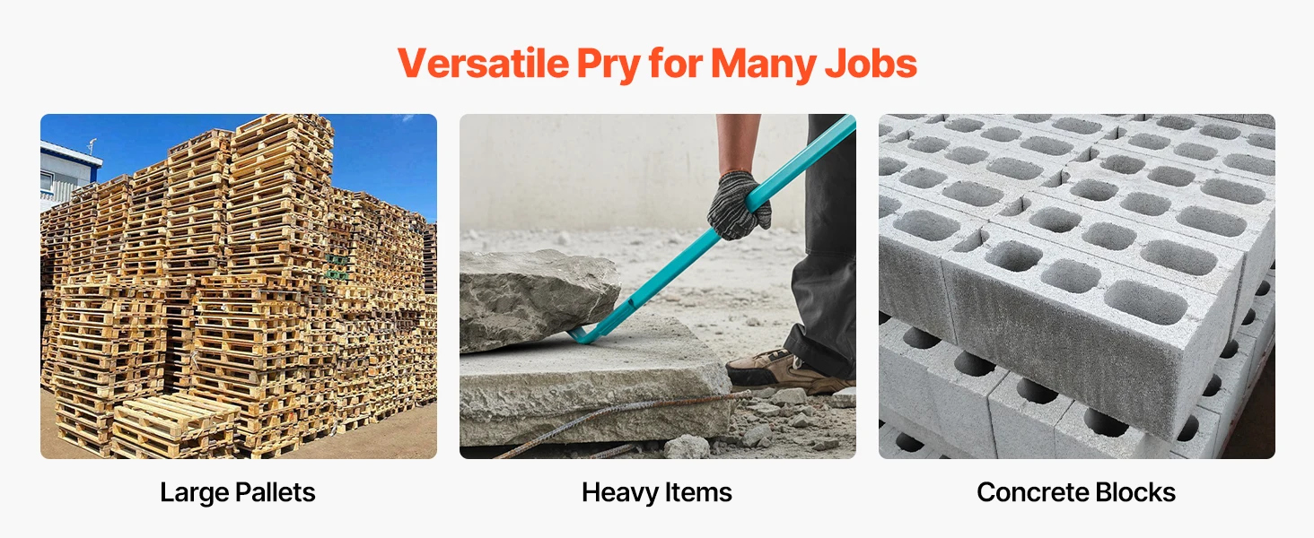 SucceBuy 56in Prylever Bar Carbon Steel Handle 2000 lbs Floor Pry Lever Bar Concrete Demolition Crowbaring for Industrial Use