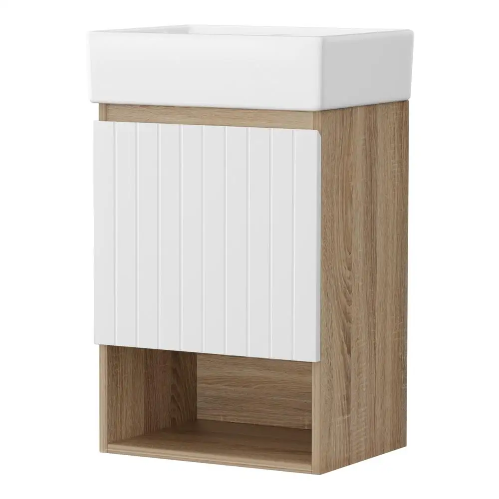Wall Hung Bathroom Vanity Unit 445mm White Basin Cabinet Sink Storage Modern Compact Space Saving