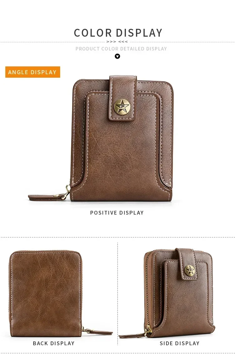 Vintage Popular Men's Short Wallets, Retro Trend, Horizontal Zipper Coin Purse, Multi-Functional Card Durable Convenient Wallets