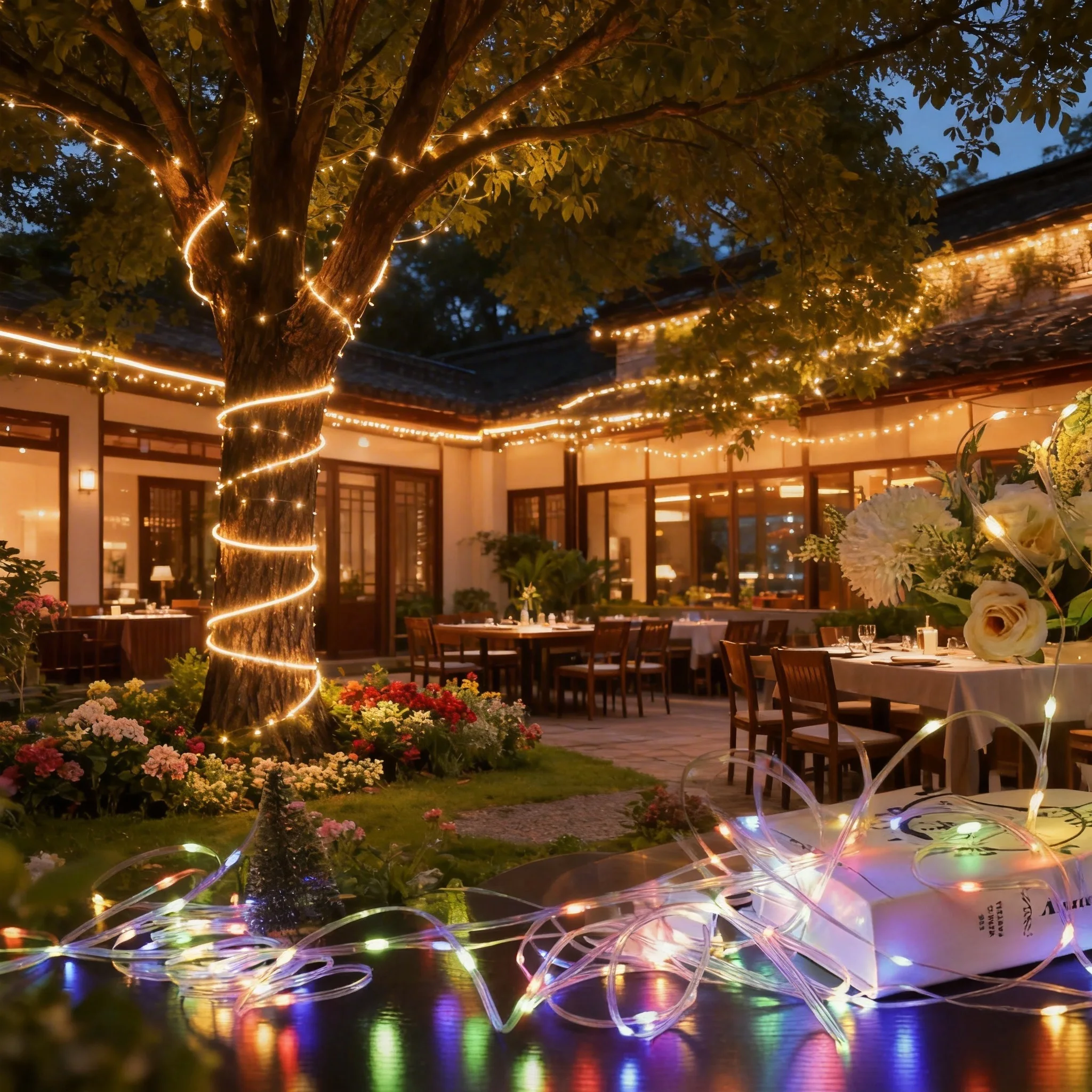 400m Solar Garden Rope Lights with 8 Models, IPX4 Outdoor/Indoor String Lights with Remote Control, Solar-Powered (800 LED)*4