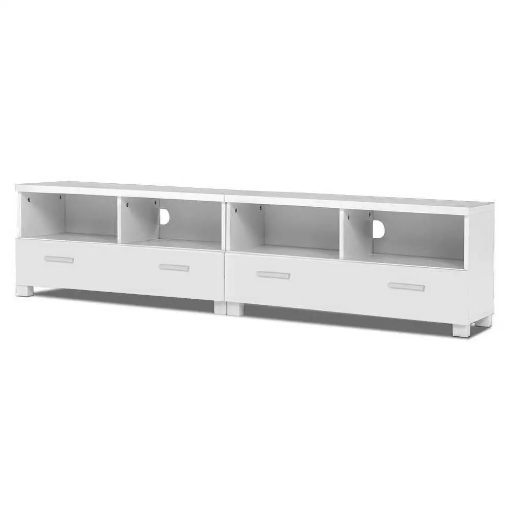 180cm White TV Cabinet Entertainment Unit Modern Storage Console for Living Room Media Stand Low Profile Wide TV Rack