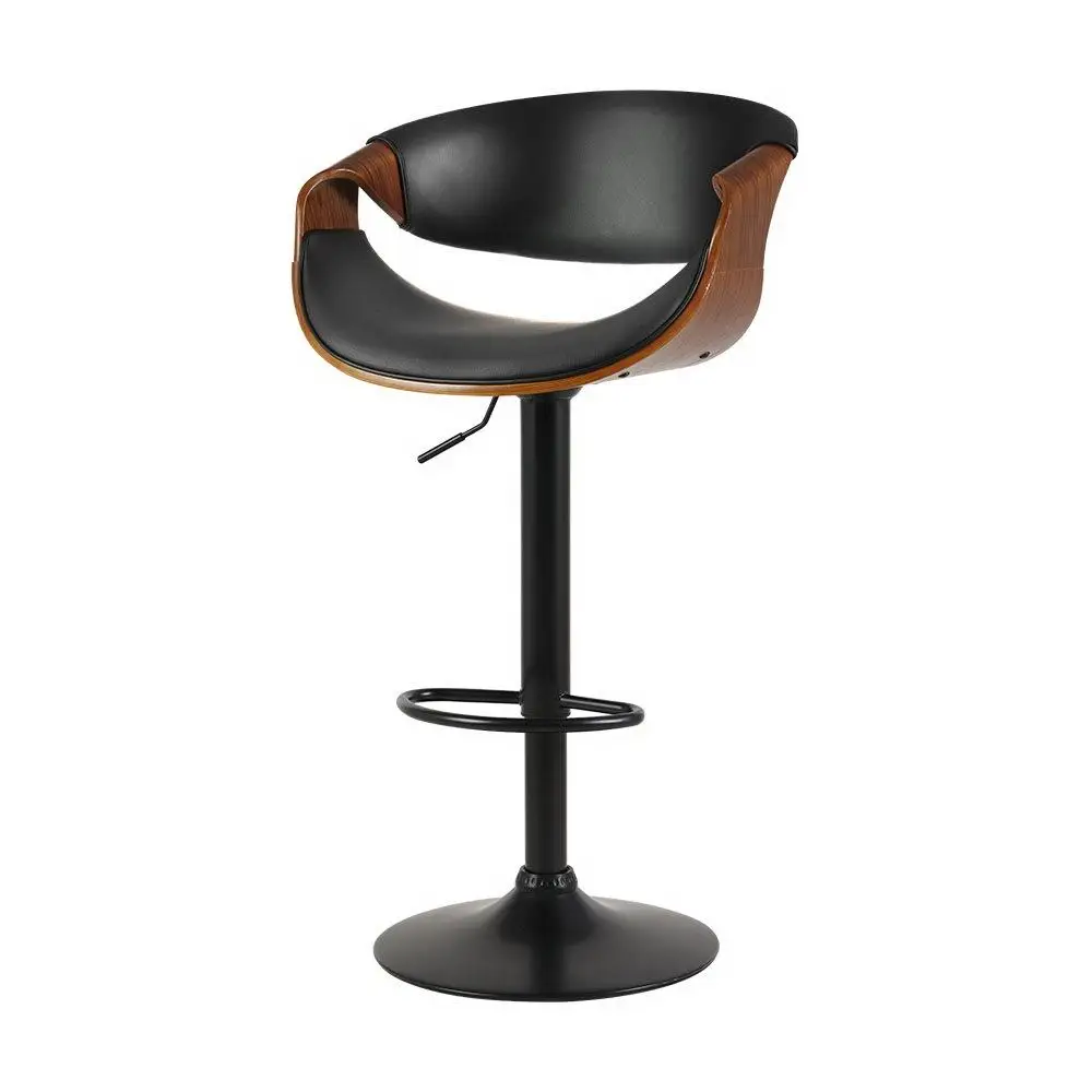 Leather Gas Lift Bar Stool with Armrests Adjustable Swivel Counter Chair Modern Dining Seating