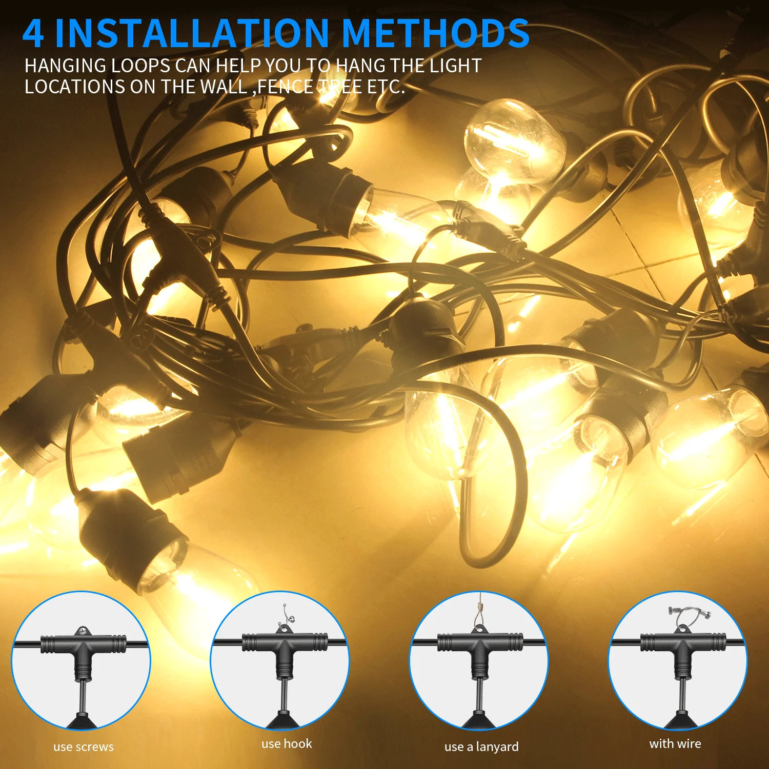 20LED 20M Solar LED Festoon String Lights Christmas Waterproof Outdoor Garden