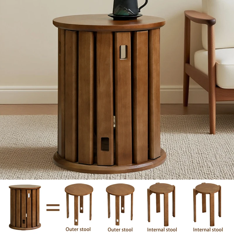 Stackable stool 4-piece set, new Chinese style stool 4-in-1 multifunctional solid wood combination chair