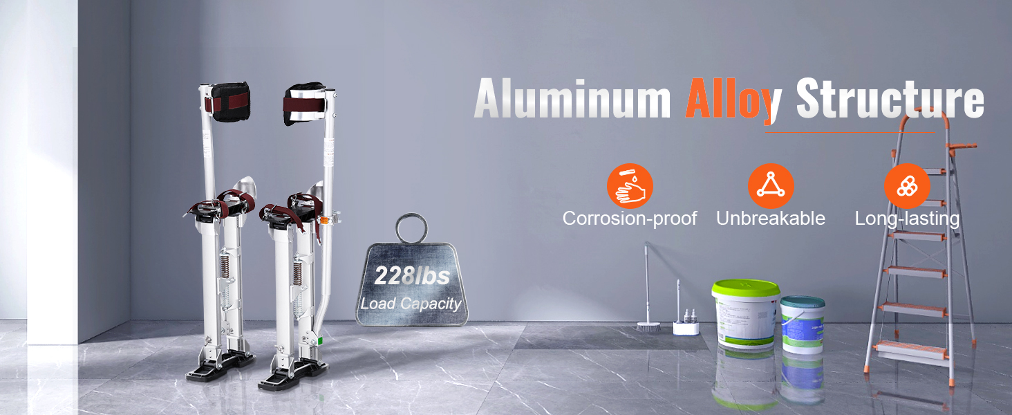 SucceBuy Drywall Stilts 18''/36''Adjustable Aluminum Tool Stilts, with Protective Knee Pads Non-Slip Work Stilts for Home