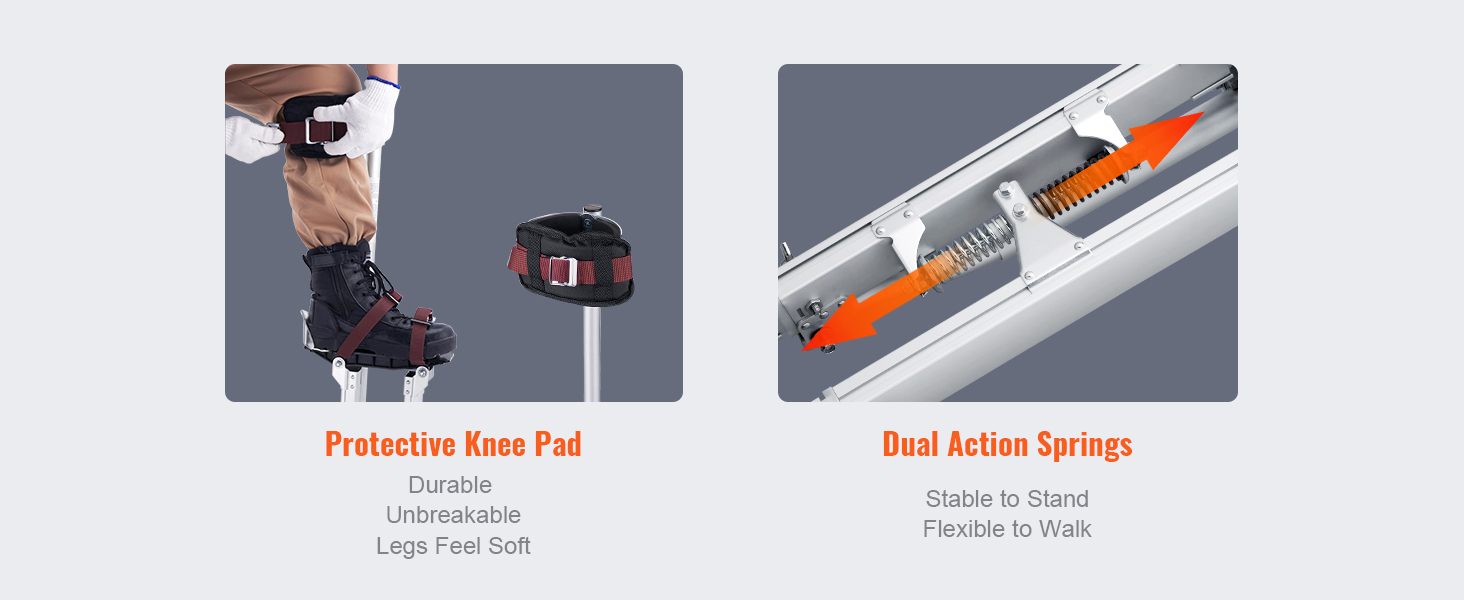 SucceBuy Drywall Stilts 18''/36''Adjustable Aluminum Tool Stilts, with Protective Knee Pads Non-Slip Work Stilts for Home